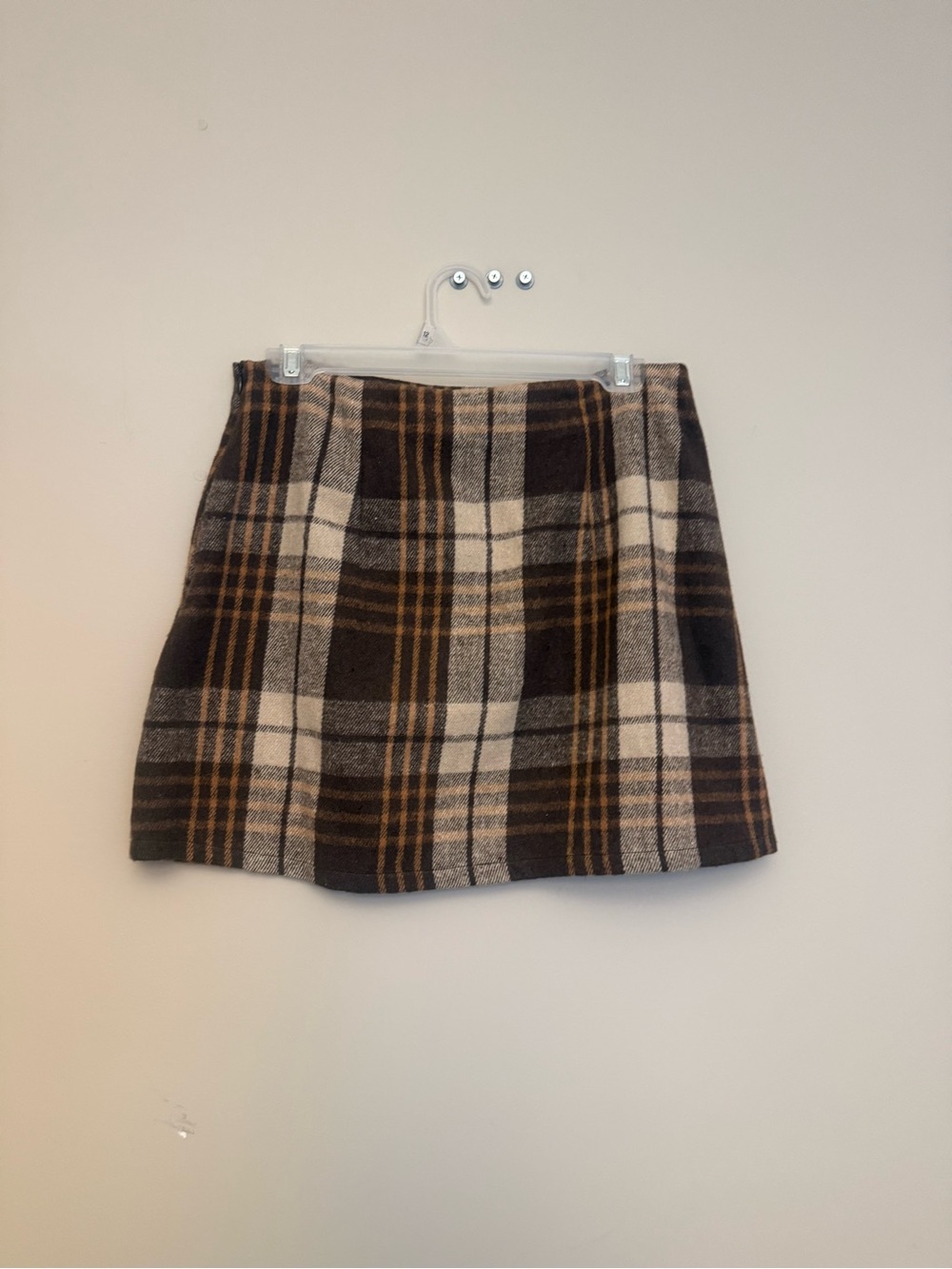 Cupshe Brown and Cream Plaid Mini Skirt